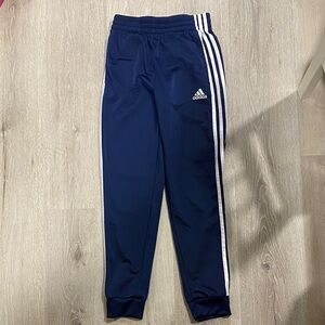 Adidas Kids Blue Joggers with White Stripes